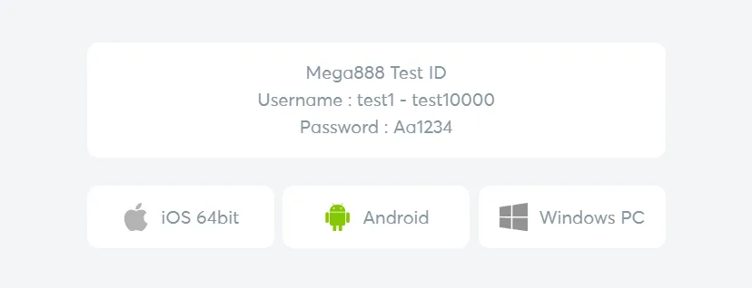 Mega888 Test Id