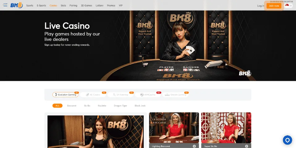 BK8 Live Casino Singapore