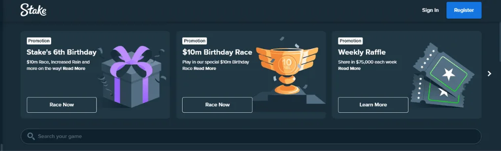 Bonus and promotion in stake